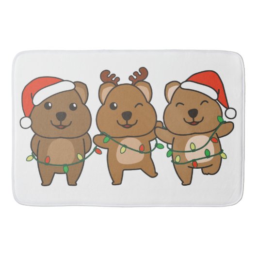 Quokka kerstdieren met kerst badmat (Voorkant)