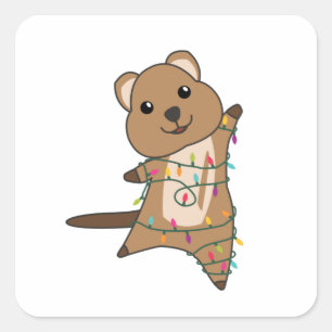 Quokka kerstwinterdieren vierkante sticker