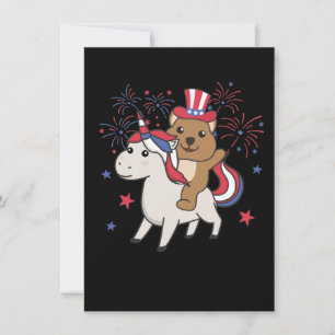 Quokka met Unicorn voor 4 juli vuurwerk Feestdagenkaart