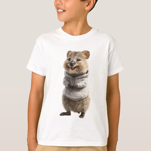Quokka souriant dans un sweat à capuche gris pour (Devant)