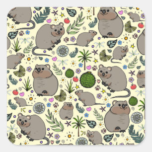 Quokkas in Geel Vierkante Sticker