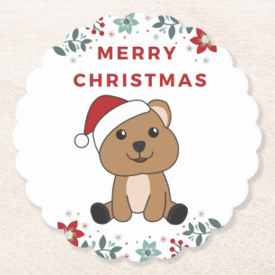 Quokkas-papier voor winterdieren met kerstwinter kartonnen onderzetters