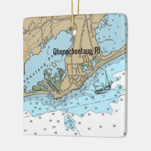 Quonochontaug Rhode Island Chart Keramisch Ornament (Links)