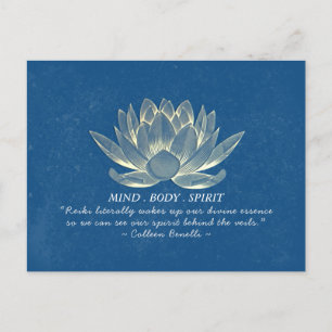 Quote Blue & Gold Lotus Yoga Meditation Instructor Briefkaart