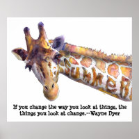 Quote d'été Giraffe Aquarelle Poster Imprimer