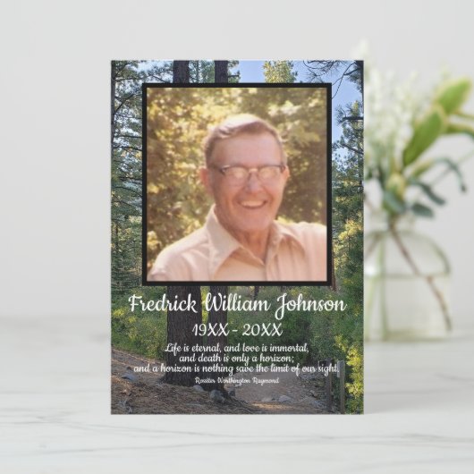 Quote Foto Pine Tree Forest Achtergrond Begrafenis Programma (Staand voorkant)