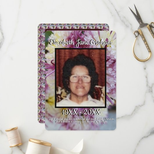 Quote Foto Spider Mums Bloemen Achtergrond Begrafe Programma (Voorkant / Achterkant in situ)