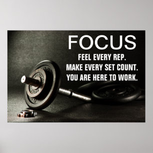Quote Gym Barbell Workout Motivation Poster