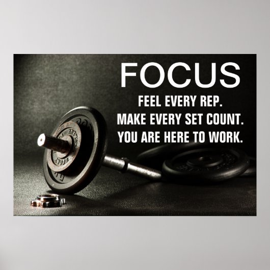 Quote Gym Barbell Workout Motivation Poster (Voorkant)