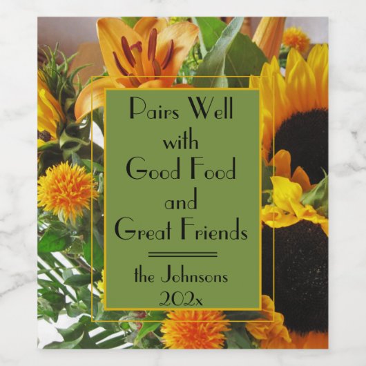 Quote & Naam op Zonnebloemen Set van (6) Wijnlabel Wijn Etiket (Enkel label)