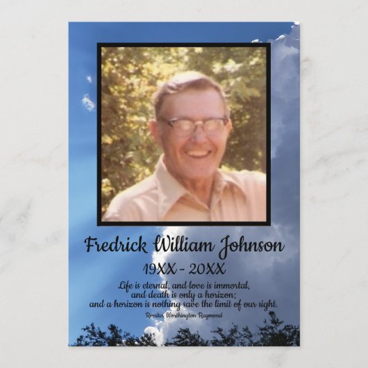 Quote Photo Cloud Background Funeral  Program Programma (Voorkant)