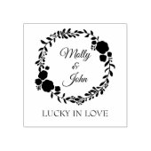Quote Rustic Monogram Wreath Custom Wedding Rubberstempel (Afrduk)