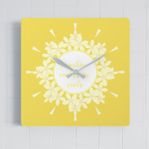Quote Sunshine Yellow Daisy Flower Wall klok