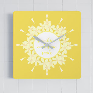 Quote Sunshine Yellow Daisy Flower Wall klok