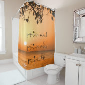 Quote tropical Sunset Zee Ocean Uitzicht Douchegordijn (In situ)