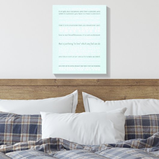 Quote van "Captain Corelli's Mandolin" Canvas Afdruk (Insitu (Slaapkamer))
