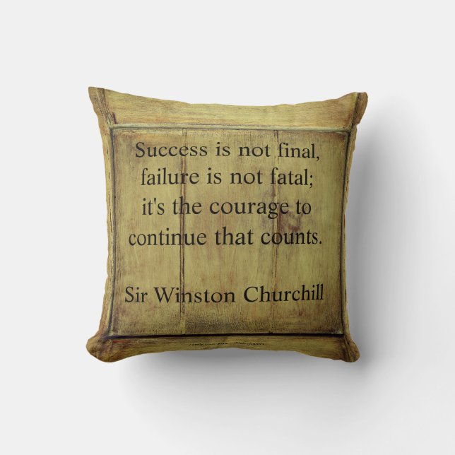 Quote van Winston Churchill;  ouder hout succes Kussen (Voorkant)