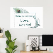 Quote voor peacock Feather Love Retro Poster (Thuiskantoor)