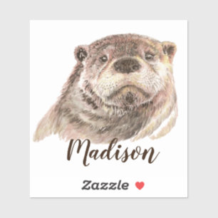 Quote Waterverf Otter Animal Custom Name Sticker