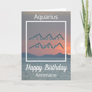 Quote Zodiac Aquarius Carte d'anniversaire bleu et