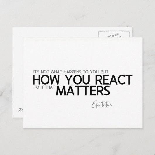 QUOTES: Epictetus: hoe u reageert Briefkaart (Voorkant / Achterkant)