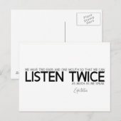 QUOTES: Epictetus: twee keer luisteren Briefkaart (Voorkant / Achterkant)