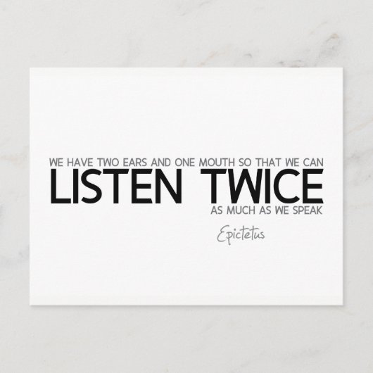 QUOTES: Epictetus: twee keer luisteren Briefkaart (Voorkant)