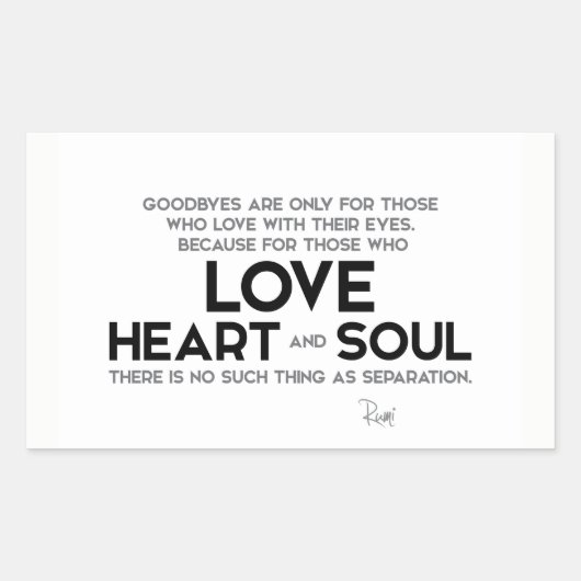 QUOTES: Rumi: Goodbyes, separatie Rechthoekige Sticker (Voorkant)