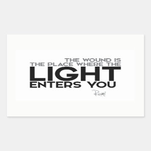 QUOTES: Rumi: Licht komt je binnen Rechthoekige Sticker