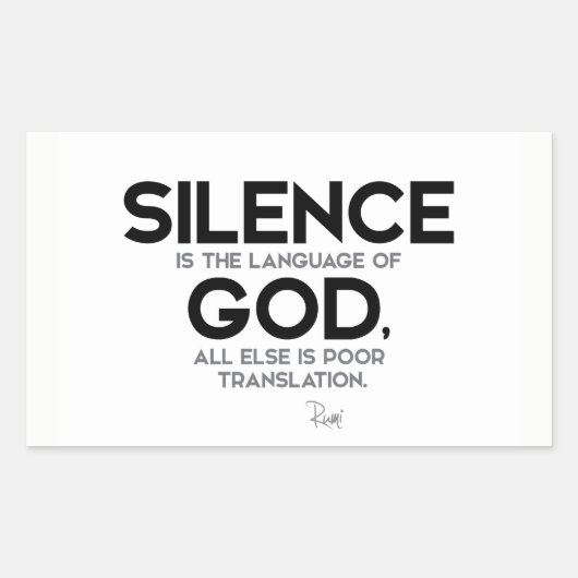 QUOTES: Rumi: Stilte: Taal van God Rechthoekige Sticker (Voorkant)