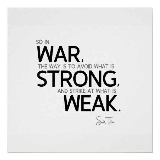 QUOTES: Sun Tzu: Vermijd sterk, zwak Perfect Poster (Voorkant)