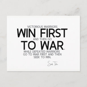 QUOTES: Sun Tzu: Win eerst en ga dan ten strijde Briefkaart