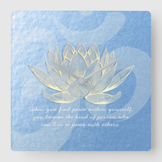 Quottes voor Blue Gold Lotus Yoga Meditation Instr Vierkante Klok (Voorkant)