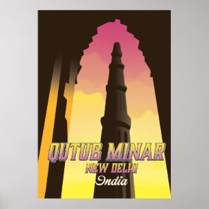 Qutub Minar New Delhi Inde affiche voyage