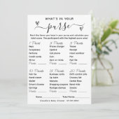 Qu'y a-t-il dans votre sac de Baby shower Carte de (Debout devant)