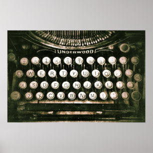  Qwerty Typewriter Rustic Toetsenbord Poster