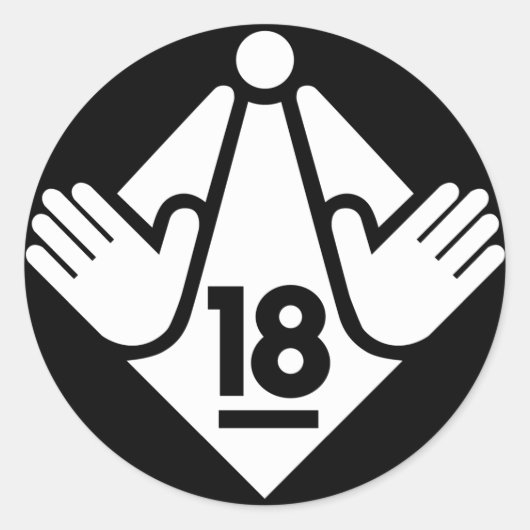 R18(W) RONDE STICKER (Voorkant)