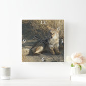 R19 Coyote Laying Vierkante Klok (Huis)