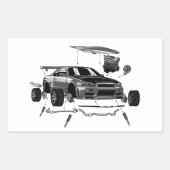 R34 SKYLINE ASSEMBLY RECHTHOEKIGE STICKER (Voorkant)