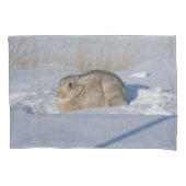 R5 Katoen konijn in sneeuw Kussensloop (Voorkant)