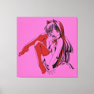 R & B Manga, Neko Catgirl Furry Loli Anime Canvas Afdruk