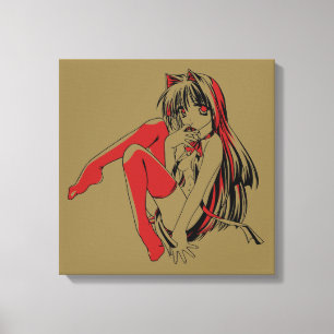 R&B Manga, Neko Catgirl Furry Loli Anime Canvas Afdruk
