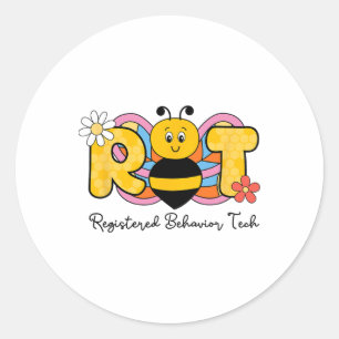 R BEE T Geregistreerd Gedrag Technicus RBT Floral Ronde Sticker
