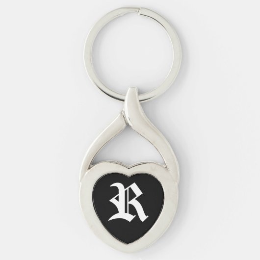 "R" Black Heart Keychain (Voorkant)