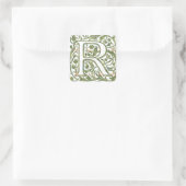 R Bloemig Monogram Vierkante Sticker (Tas)