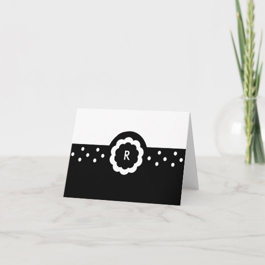 R : : Carte de note noire de monogramme et blanche (Devant)