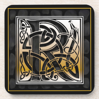 "R" Celtic Black Stone Monogram Onderzetters