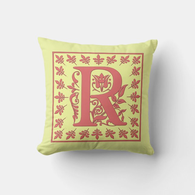 R COUSSIN INITIAL - R rose sur Fond JAUNE (Recto)