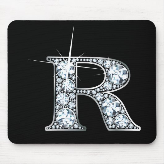 "R" Diamond Bling Mousepad Muismat (Voorkant)