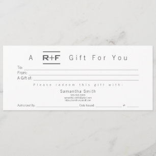 R+F Modern Cadeaubon Kaart